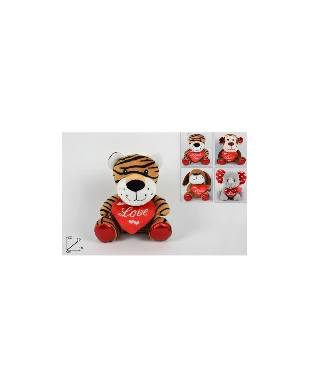 PELUCHE ANIMALI CON CUORE 22CM  A194866