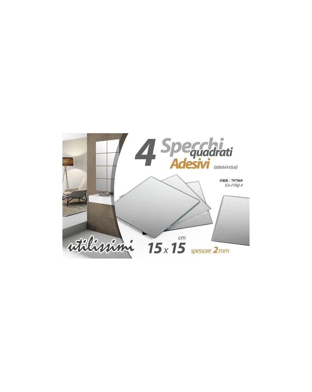SET 4 SPECCHI QUADRO 2mm 15cm  A198357
