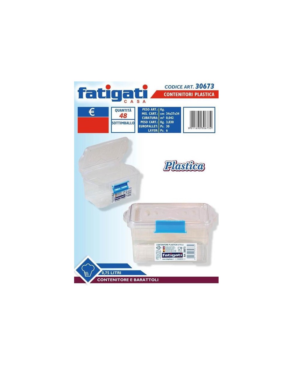 CONTENITORE PLASTICA 0,75LT  A199862