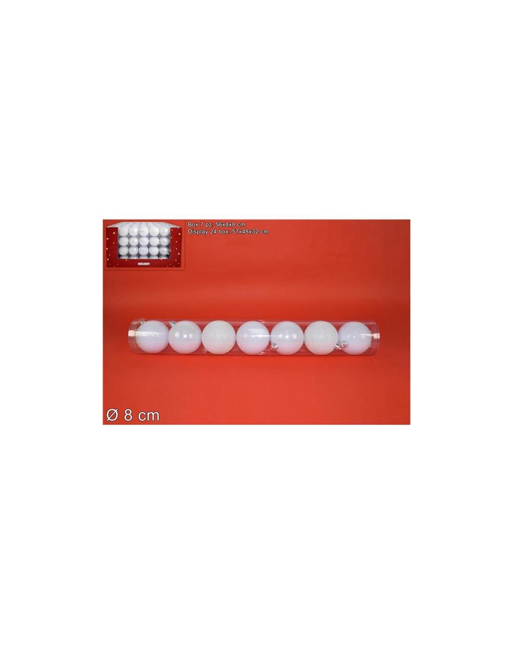 TUBO 7 PALLINE 8 cm.3 BIANCO  A298779