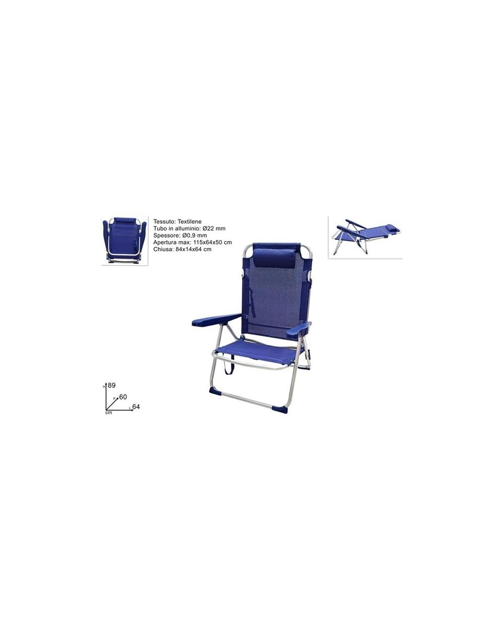 SEDIA SDRAIO ALL TEXTILENE C/C  BLU  A198662