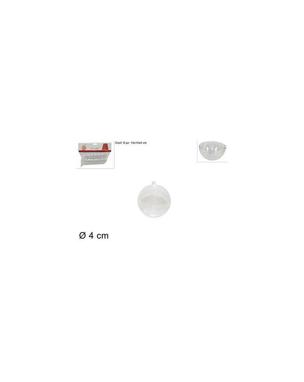 SET 6 SFERE PLASTICA TRASP. 4CM. A182472