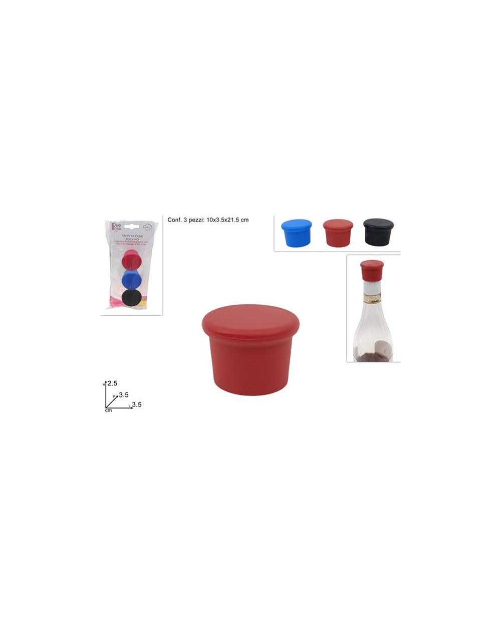 TAPPI IN SILICONE PER VINO 3 pz A167013