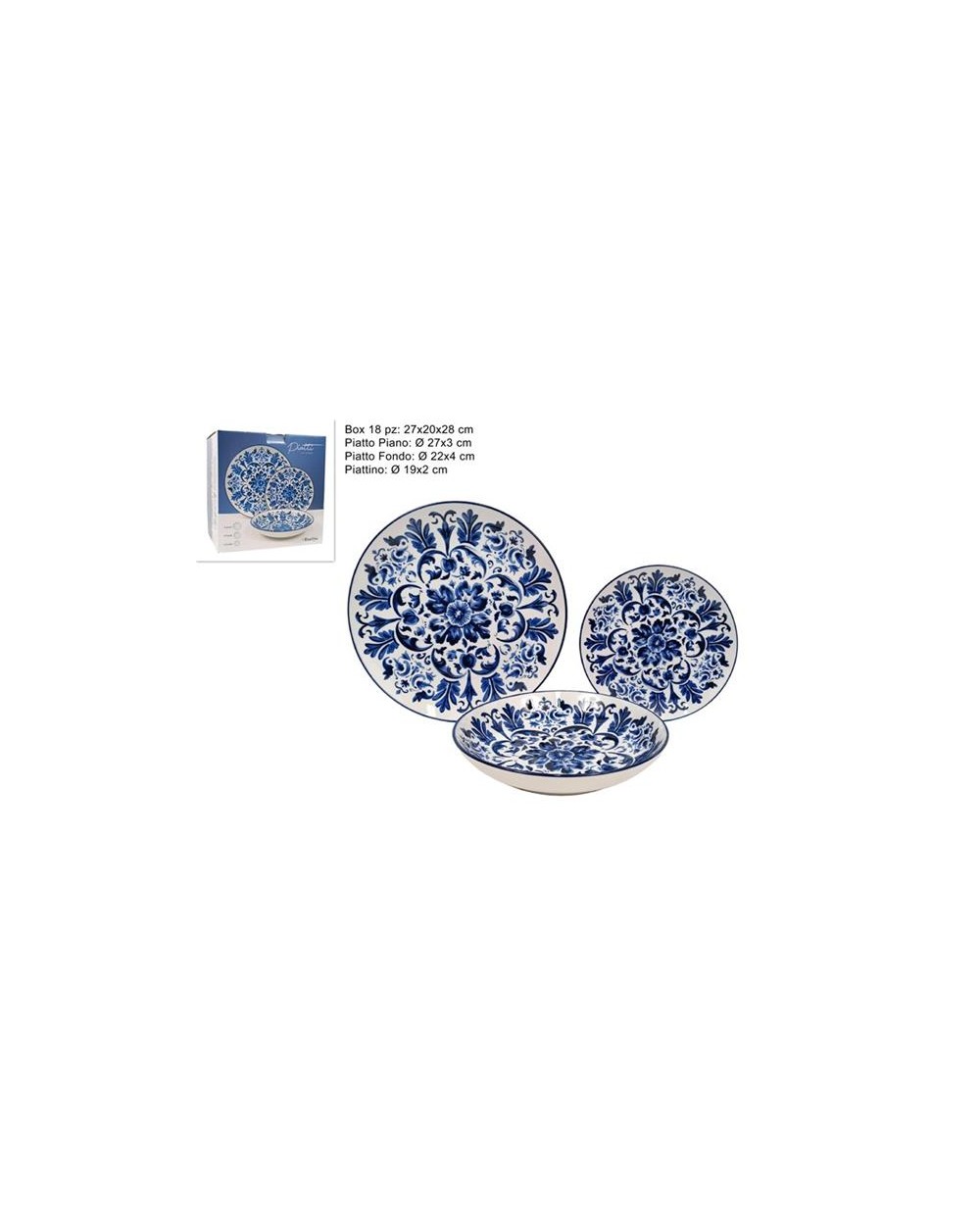 SERVIZIO PIATTI 18pz  MAIOLICHE BLU A298113