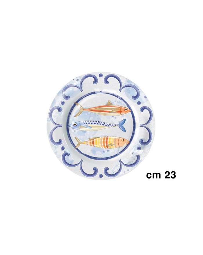 PIATTO PIANO MEL 23cm PESCI...