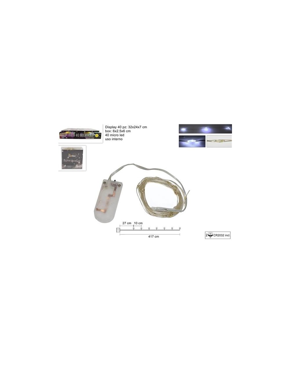 FILO 40 MICROLED BIANCO FREDDO BATT  A298745