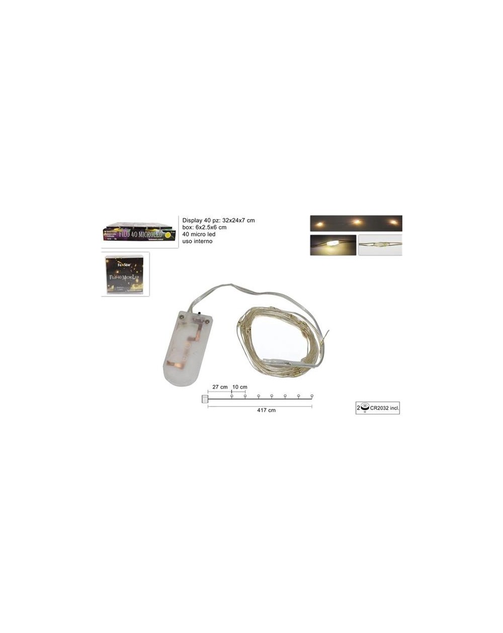 FILO 40 MICROLED BIANCO CALDO BATT  A298746