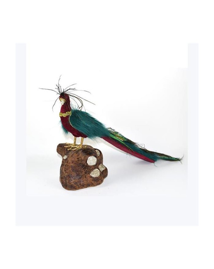 PAVONE SU TRONCO VELLUTO BORDEAUX  A214964