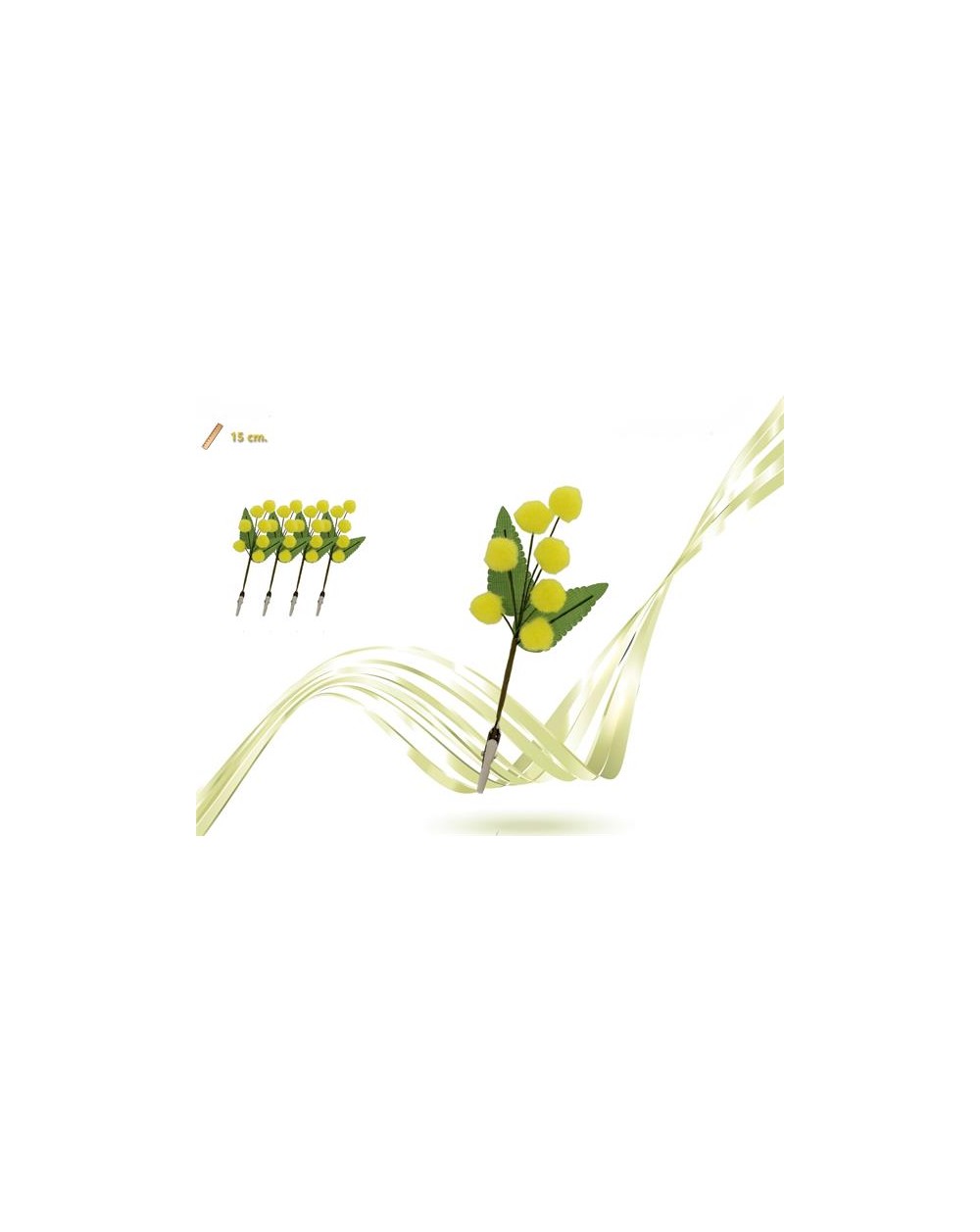 4 RAMETTI MIMOSA CON PINZA 15CM  A069159