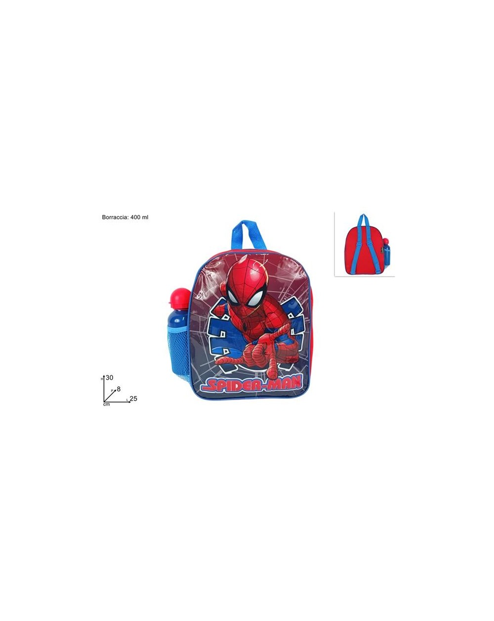 ZAINO SPIDERMAN 30CM CON BORRACCIA  A089541